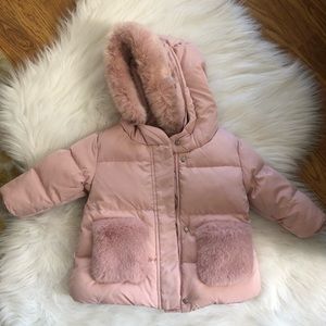 Baby girl soft pink winter puffer jacket